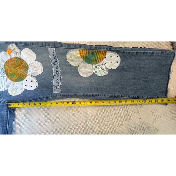 The Scrappy Camper Womens Jeans Sz XL FairyGrunge Boho Festival Upcycled Floral - Picture 15 of 16